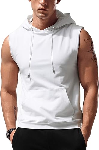 Babioboa Camisetas sin mangas con capucha para hombre, camisetas sin mangas para gimnasio, culturismo, corte muscular