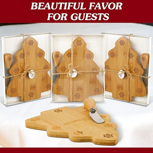 Miniatura 4 de Kigley 6 piezas de tabla de cortar queso para árbol de Navidad, tabla de cortar madera para servir tablero de madera en forma de árbol de