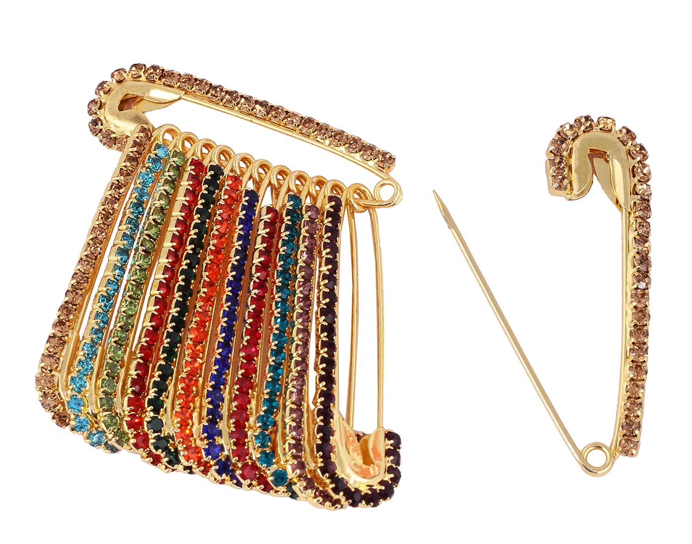 VAMA FASHIONS Multicolour Stone Safety Saree Pin brooch for Sweater Shawl Sari Waist Pleats Girls Women (B09PJLRGZG) Amazon Price History, Amazon Price Tracker