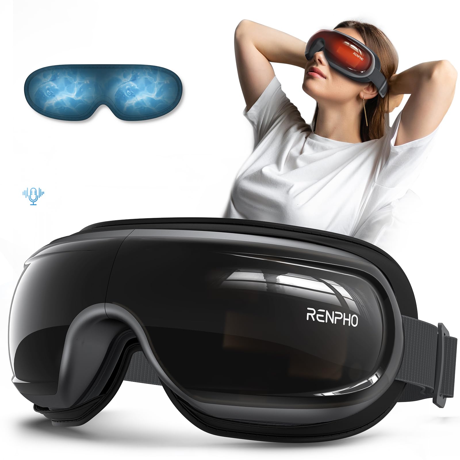 RENPHO Eyeris 3 Eye Massager with Heat and Cooling, Voice Controlled Heated Eye Mask with DIY Massage Setting, Music Eye Care Device for Relaxation/Birthday Gifts