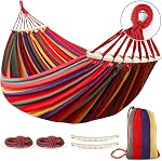 MOSFiATA Camping Hammock 550lb Upgraded Thickened 320G Durable Canvas Fabric Single Hammocks with Two Anti Roll Balance Beam and Sturdy Metal Knot Tree Straps for Camping, Patio, Backyard, Outdoor