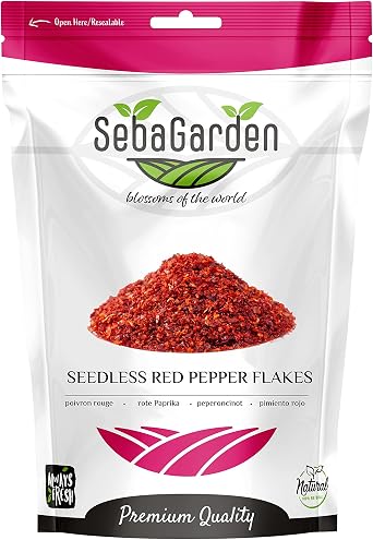 Seba Garden Red Chilli Pepper Flakes Seedless 250g | Premium Grade | Silk Pepper | Pul Biber |  Medium