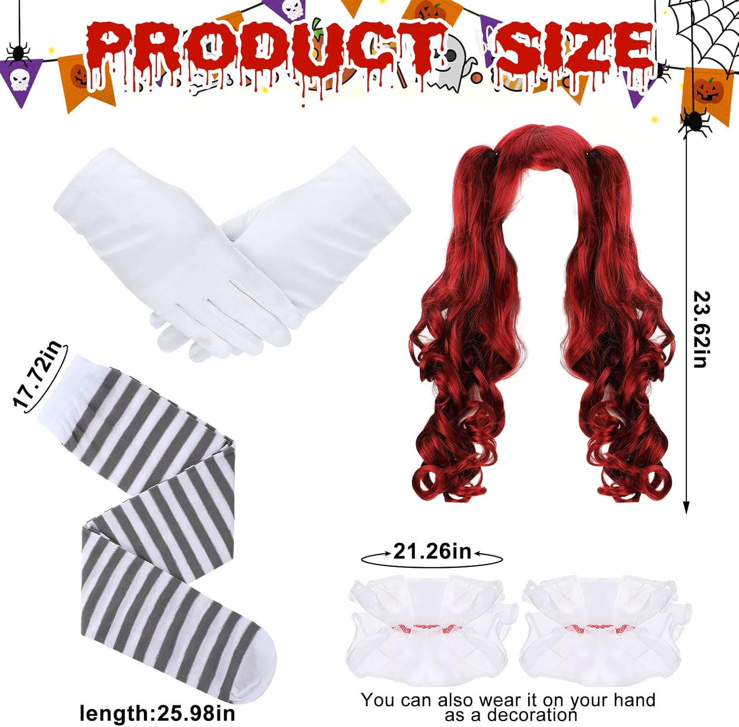 Toulite Halloween Carnevil Clown Costume for Women - Clown Wig Dress Up Costume for Halloween Scary Cosplay Party