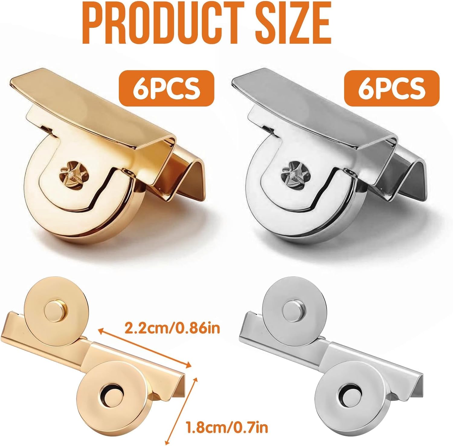 12Pair Snap Buttons Seamless Magnetic Buckle Clasp for Clothing, Silver & Gold Magnet Buttons | Heavy Duty Metal Snap Fasteners for Bags, Curtains | No Sewing Required Bag Clip