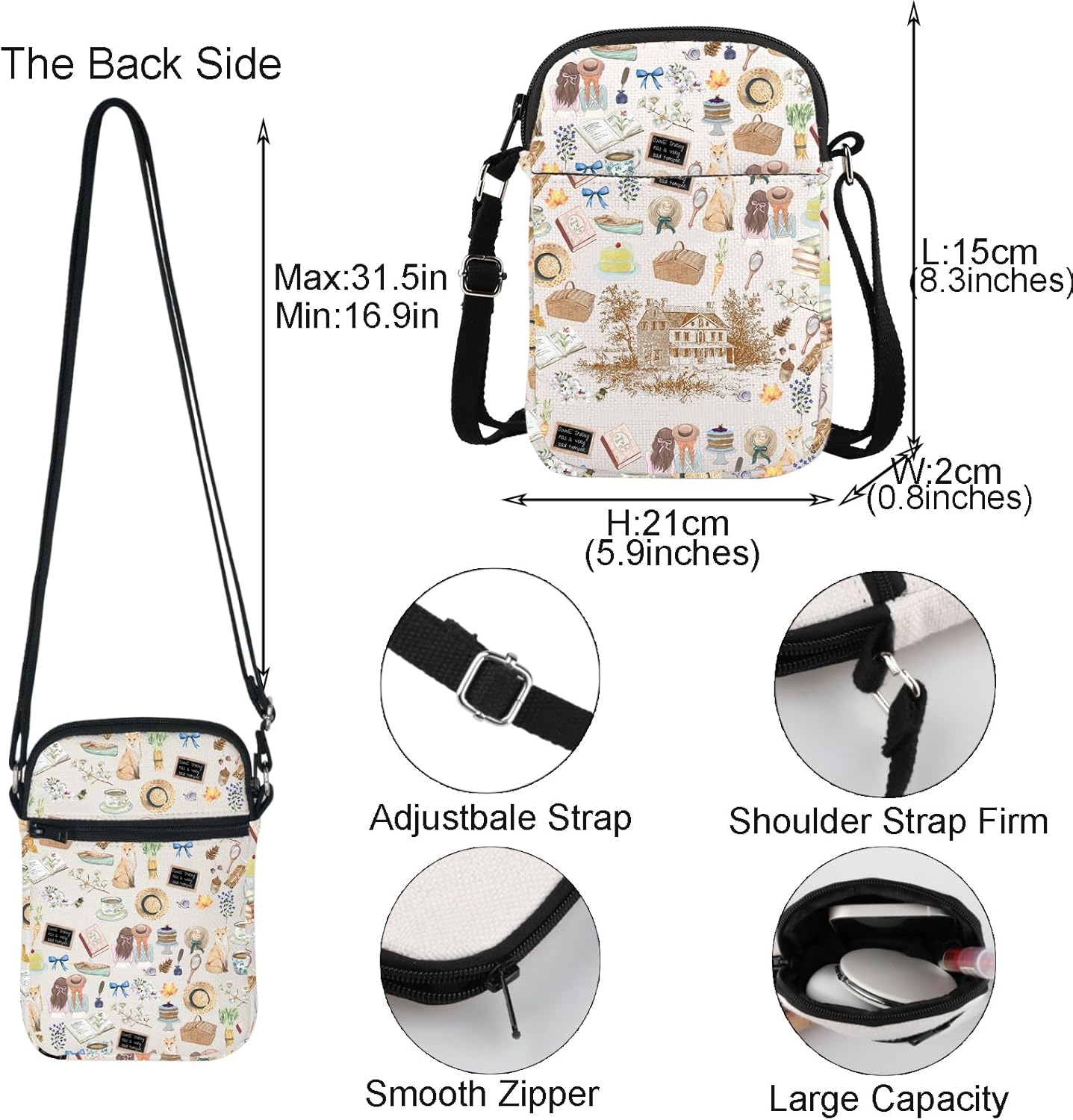 TGBJE Anne Novel Inspired Crossbody Purse Bag Anne Book Literary Gifts Gables Prince Edward Island Messenger Bag - Image 4