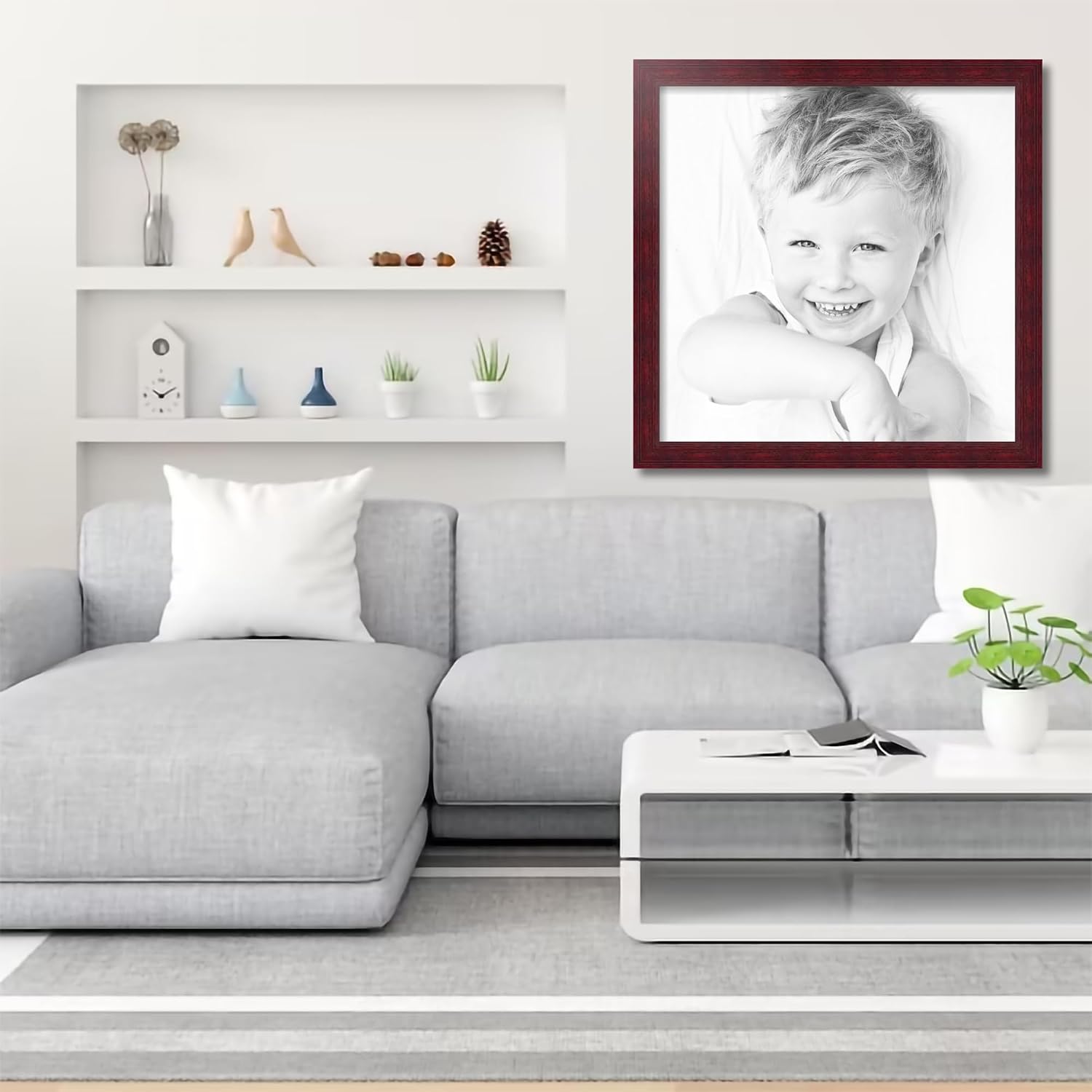 ArtToFrames 20x20 Inch Red Picture Frame, This 1.50 Inch Custom Poster Frame is Cherry - Comes with Economy Acrylic and Corrugated Backing (WOM0066-78238-YCHY-20x20)