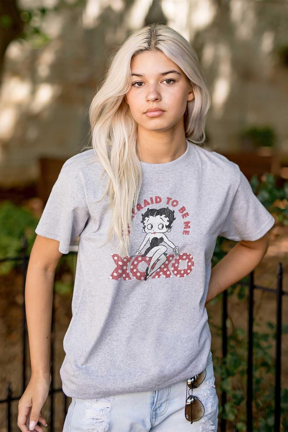 Betty Boop Cartoon Unafraid to Be Me Womens Graphic T Shirt Tees