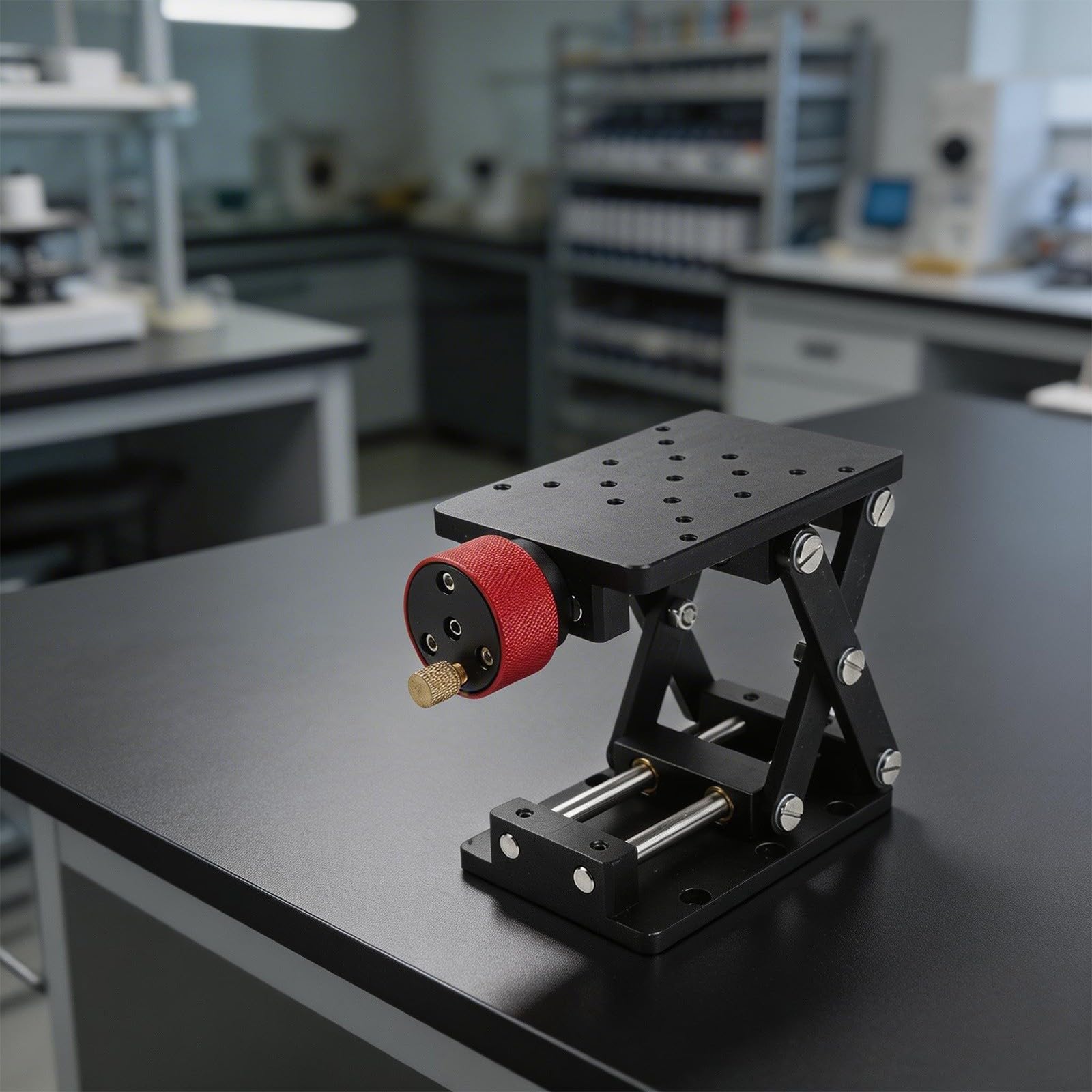 Etapa manual de la elevación de la alta precisión, plataforma del elevador del gato del laboratorio de Z-Axis, construcción de la aleación de aluminio, altura de 55m m