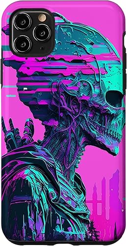 Vista 25 de iPhone 14 Pro Max Cool Retro Alien Sunset Tropical Trippy Vaporwave Sky Art Case
