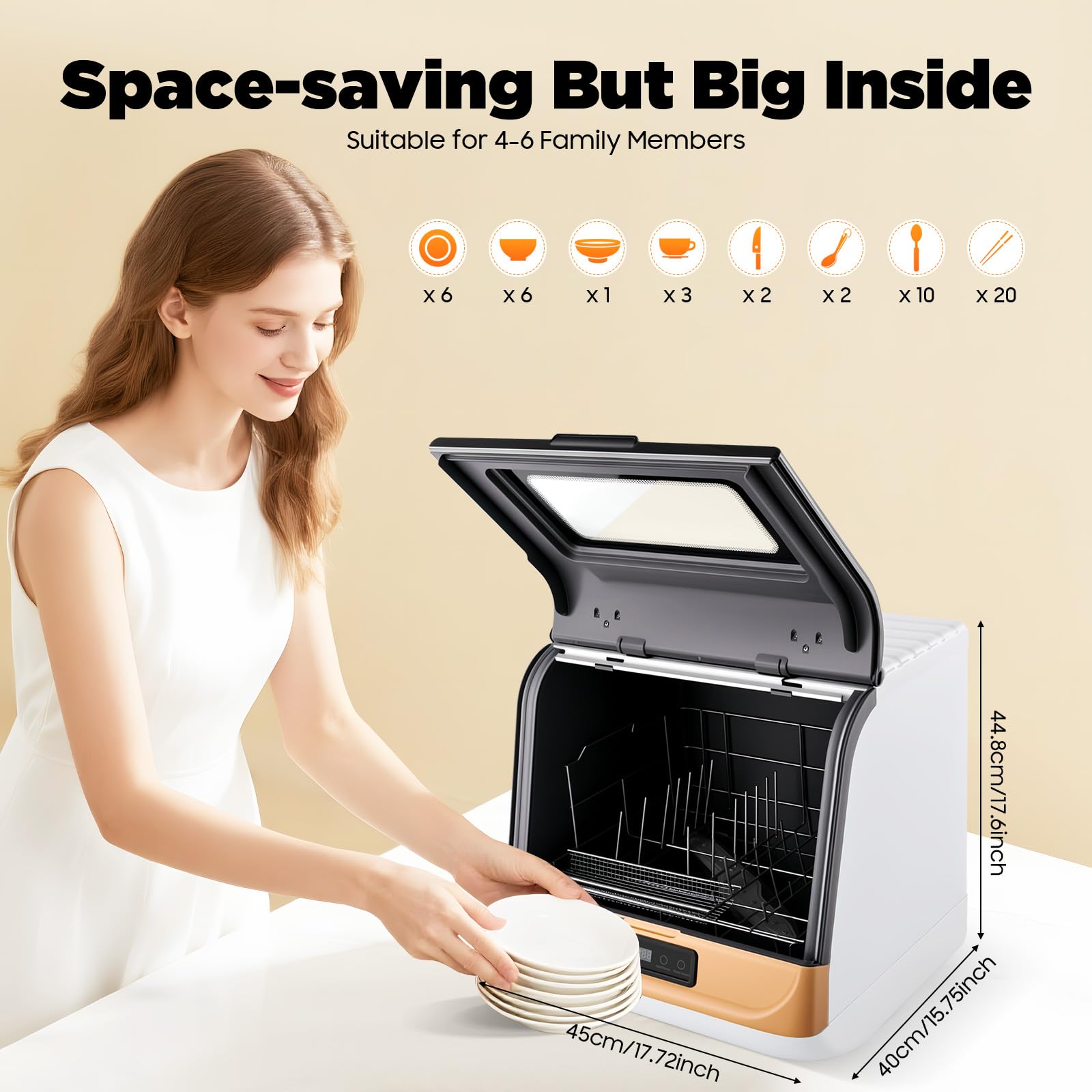 Mini Geschirrspüler Für Wohnungen - Kompakter Tischgeschirrspüler 4-6 Gedecke