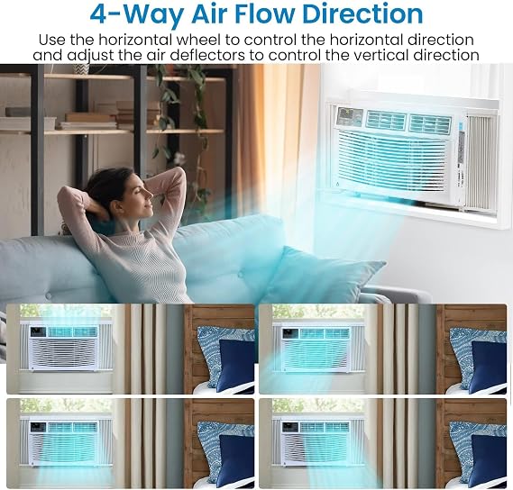 Window Air Conditioner,Fast Cooling., Energy Saving Window AC Unit with Remote Control & Timer Function & Easy Install Kit, Perfect for Small Bedroom (8000BTU with WIFI)