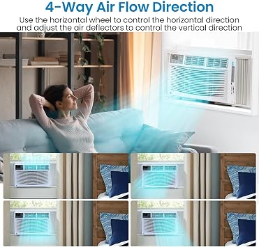 Window Air Conditioner,Fast Cooling., Energy Saving Window AC Unit with Remote Control & Timer Function & Easy Install Kit, Perfect for Small Bedroom (8000BTU with WIFI)