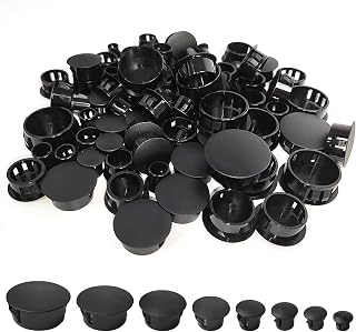 8 Sizes Plastic Hole Plugs, 3/16",1/4", 5/6",3/8", 1/2", 5/8", 3/4",1" Screw Hole Plugs Plastic Round Hole Plugs Screw Hole Cover Assortment for Locking Hole Tube Cabinet Furniture (220pcs, Black)
