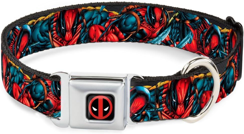 Buckle-Down DC-WDP004-WM DPA Dead Pool Logo Black/Red/White Dog Collar, WIDE-Medium/16-23
