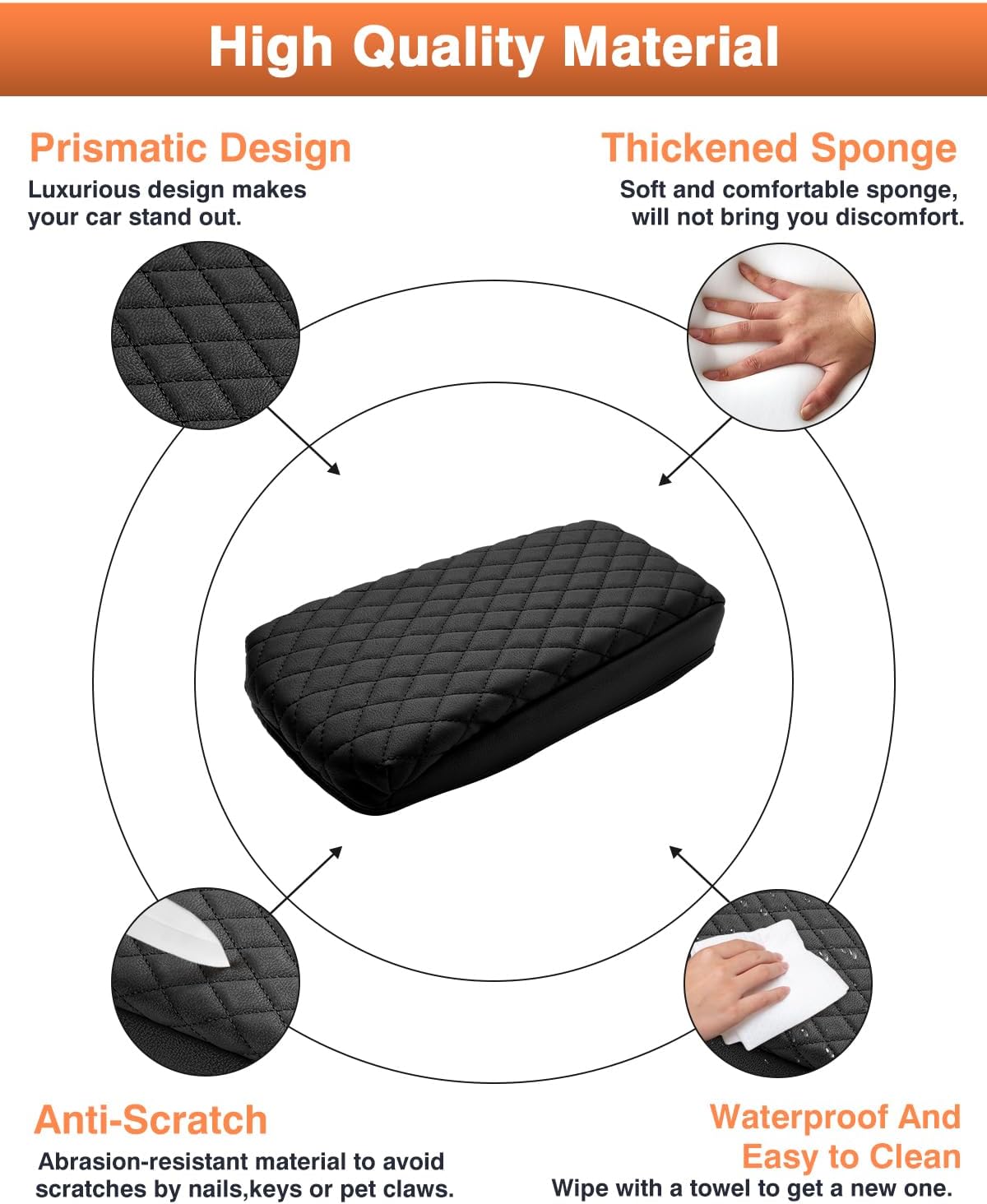 Shademax Center Console Cover for Nissan Kicks S SV SR 2025 2026 Accessories, Kicks Armrest Cover Center Console Cushion Pad Leather Middle Console Arm Rest Seat Box Lids Protector