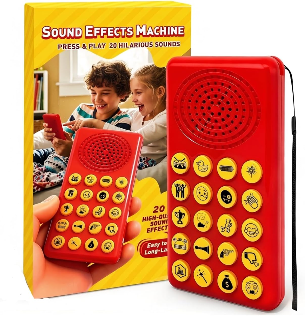 Sound Effects Machine - Noise Maker for Kids - 20 Funny Sounds with Volume Control - Portable Electronic Sound Maker for Party, Game Night and Family Fun