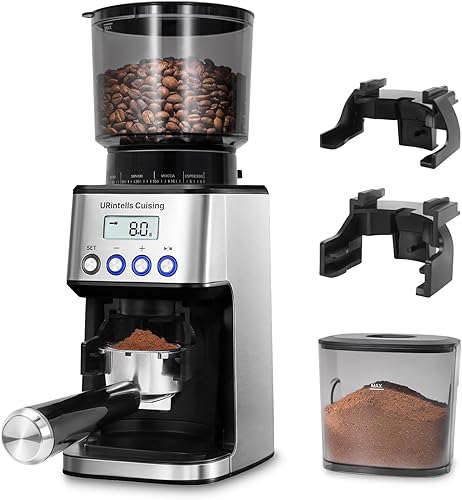 Molinillo de café de rebabas, molinillo de café eléctrico con 51 ajustes de molienda, temporizador de precisión, molinillo de espresso de acero