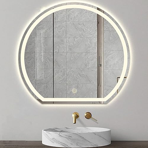 Miniatura 4 de Espejo de tocador, espejo de baño semicírculo, espejo de tocador con luces, espejo vertical único montado en la pared.
