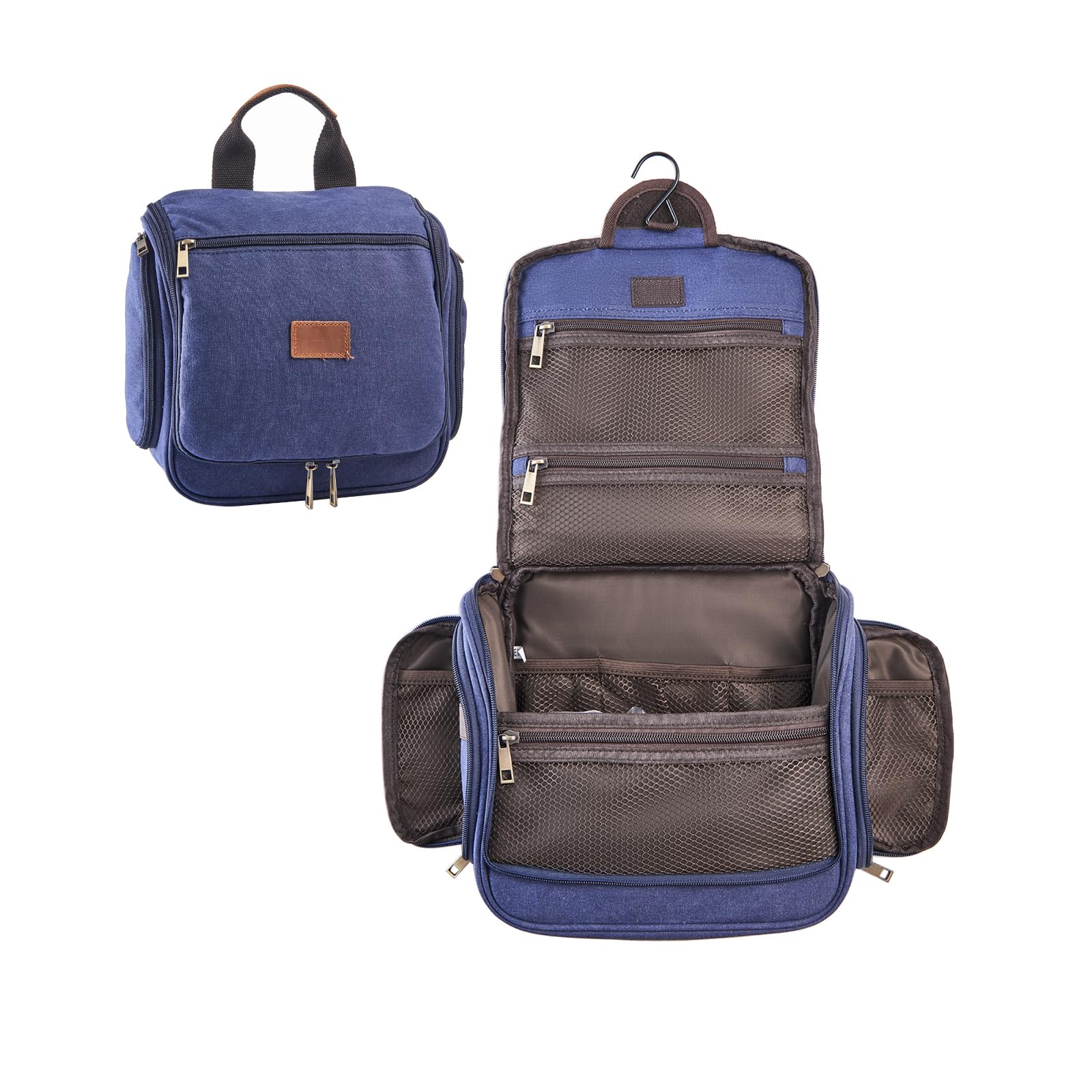 AGDHERSNVX Canvas Toiletry Bag for Men Shaving Dopp Kit Bulk Travel Hanging Makeup Organizer with Sturdy Metal Hook Portable Cosmetic Bag for Women