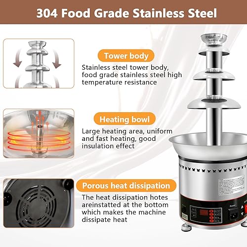 Miniatura 3 de Máquina comercial de fuente de chocolate, fuentes de chocolate para fiestas, bodas y fiestas, máquina de fuente de chocolate de 4 niveles para