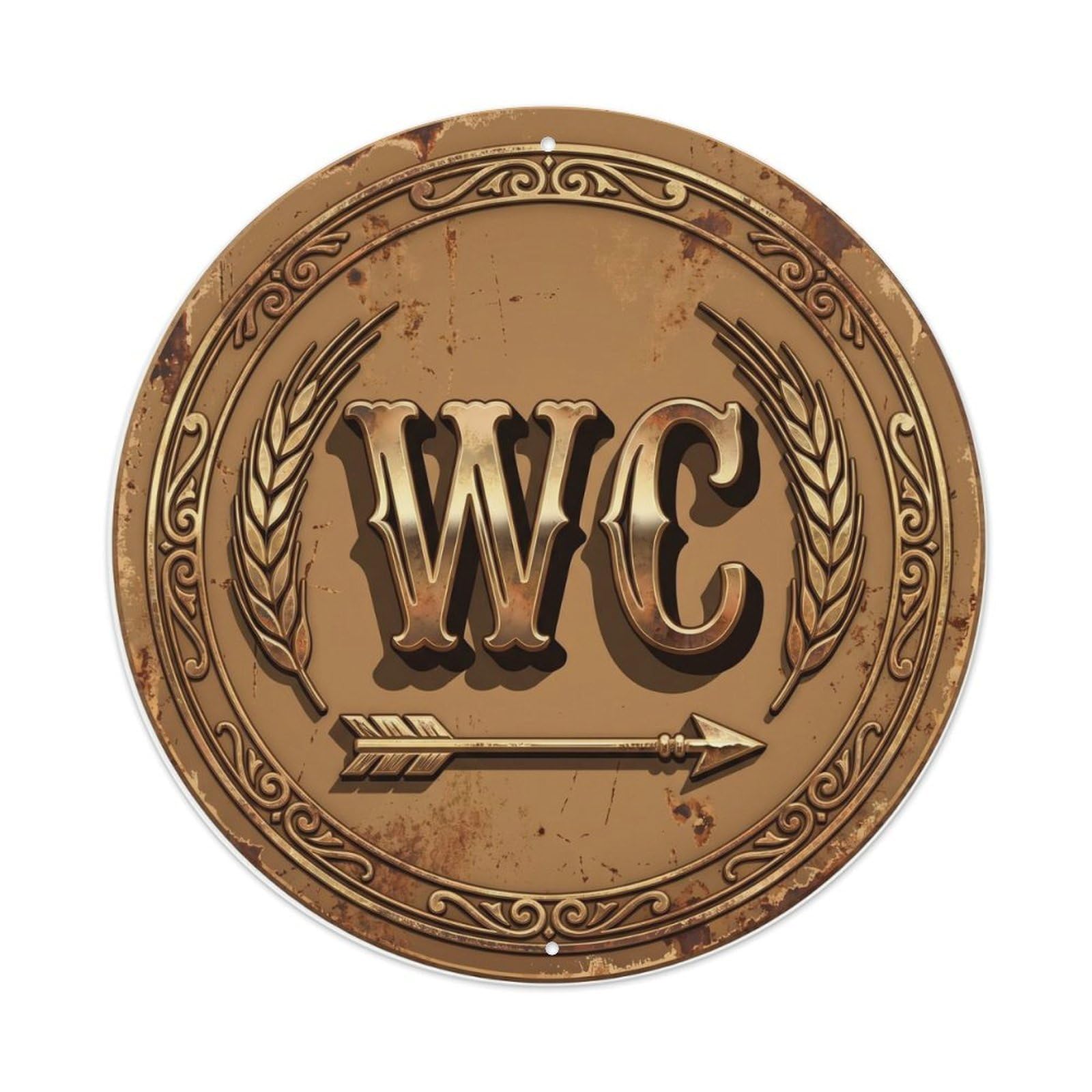 Toilet （WC） Rustic Camel Wall Metal Tin Sign Plaque Wall Decor for Cafe, Club Bar, Office, Home Garden Round Metal Poster 8x8Inch