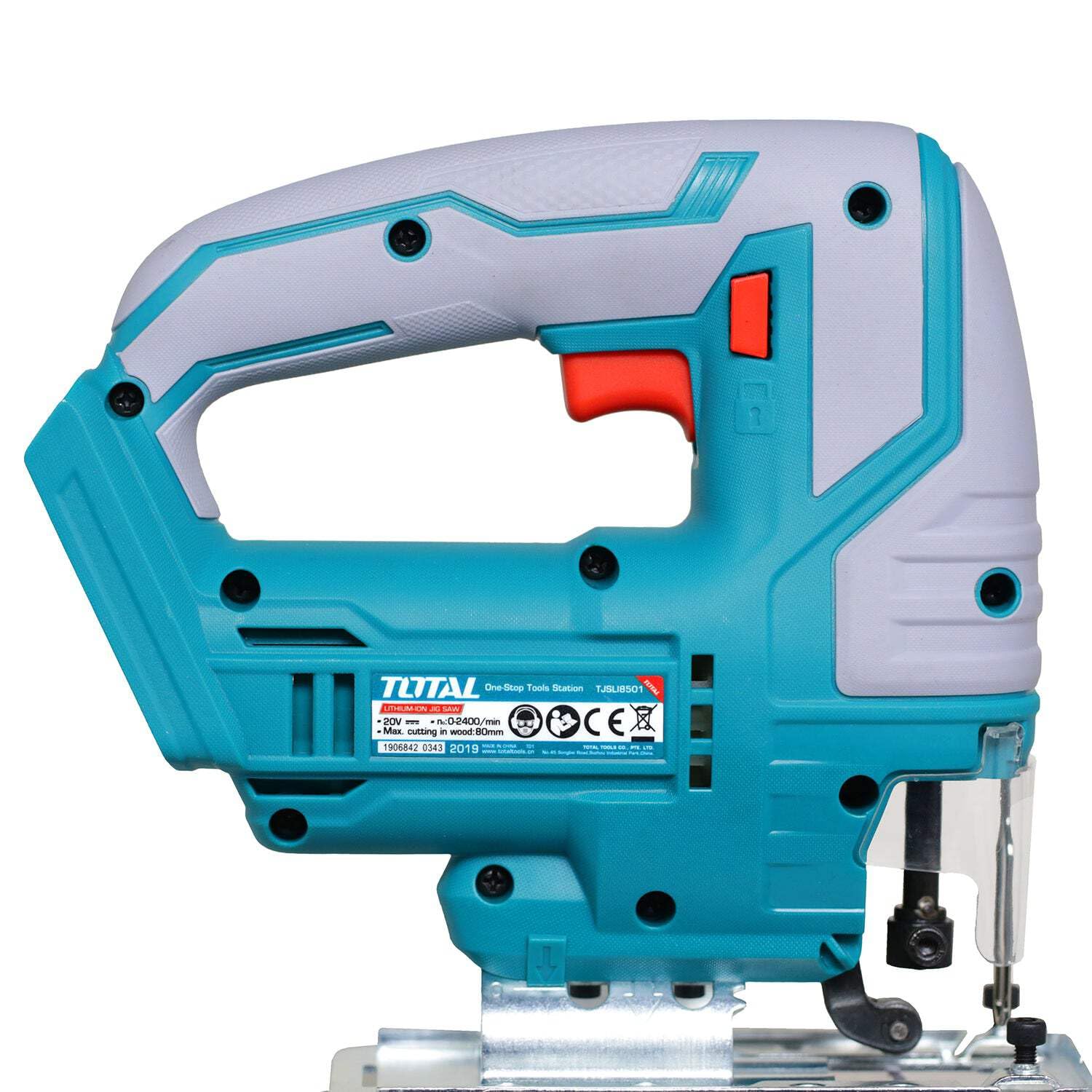 TOTAL - Sierra Caladora a Batería P20S de 20 V - Inalámbrica - Herramienta para Cortar Metal y Madera - Velocidad Sin Carga de 2400 rpm - Incluye 5 Hojas de Sierra