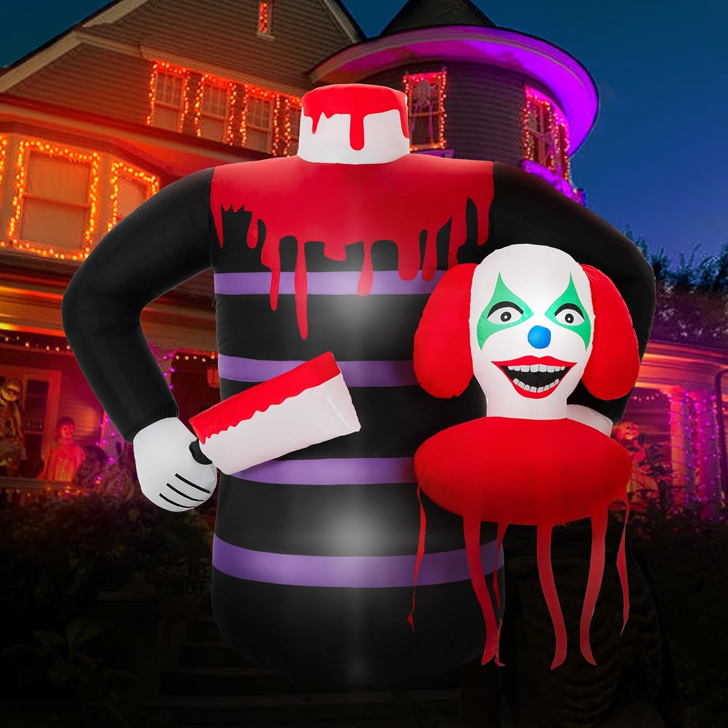 5Ft Halloween Inflatables Outdoor Decorations,The Joker Killer Halloween Inflatable Decorations with Built-in LEDs, Inflatable Outdoor Decorations for Holiday/Party/Yard/Garden