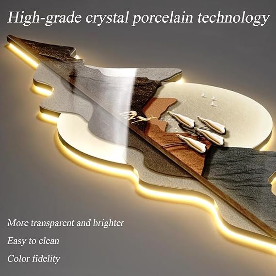 Creative Hanging Clock with Led Light, Irregular Creative Decorative Clock, Imitation 3D Wall Art Decor, Simple Art Decorative for Home Restaurant Hotel (Beige, 23.623.6)