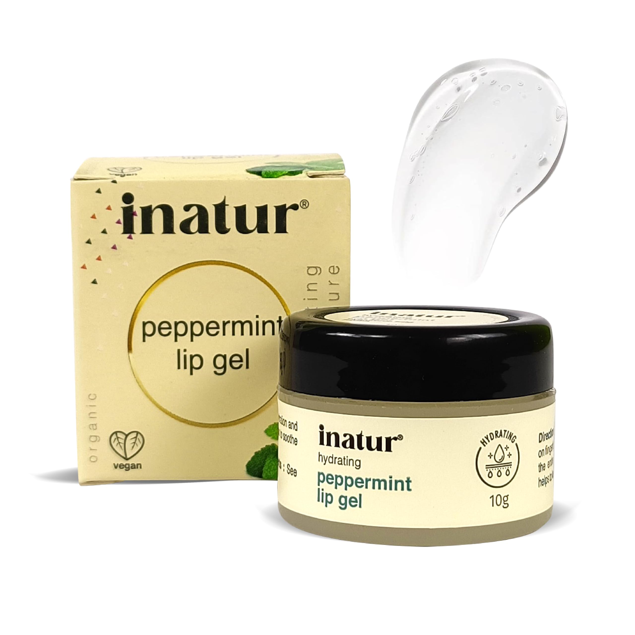 inatur Peppermint Lip Gel | Hydrating Plumping Lip Balm with Hyaluronic Acid, Shea Butter & Aloe Vera | Vegan Minty Nourishing Natural Lip Care for Dry, Chapped & Dark Lips | 10g
