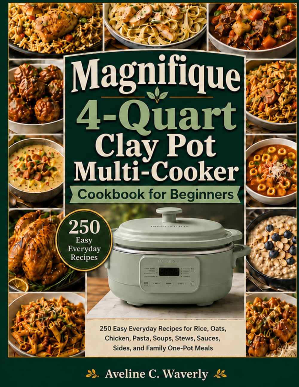 Magnifique 4-Quart Clay Pot Multi-Cooker Cookbook for Beginners: 250 Easy Everyday Recipes for Rice, Oats, Chicken, Pasta, Soups, Stews, Sauces, Sides, and Family One-Pot Meals