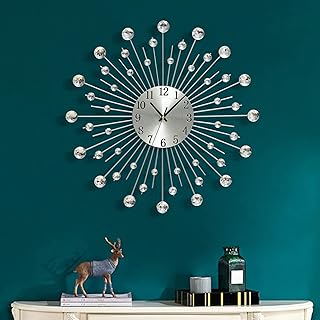 FMTAD Large Wall Clock for Living Room Decor Non-Ticking Quiet Metal Quartz Clocks Modern Dial Bling Big Crystal Wall Clocks for Home Kitchen Bedroom Indoor Decorative