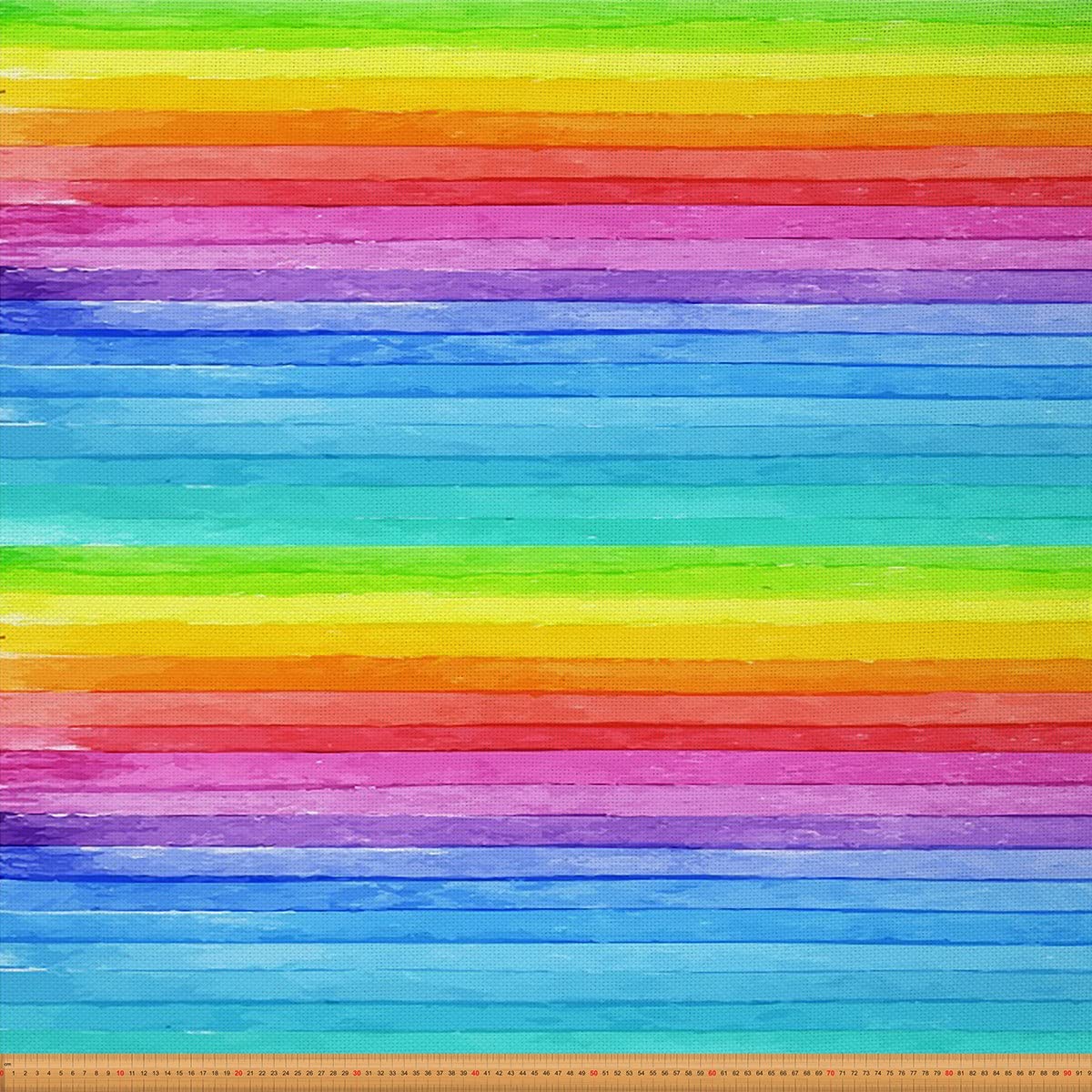 Rainbow Fabric by The Yard,Watercolor Colorful Striped Lines Upholstery Fabric for Chairs,Bright Multicolor Waterproof Outdoor Fabric,10 Yards,(L920*W150cm) Yellow Blue — image 1