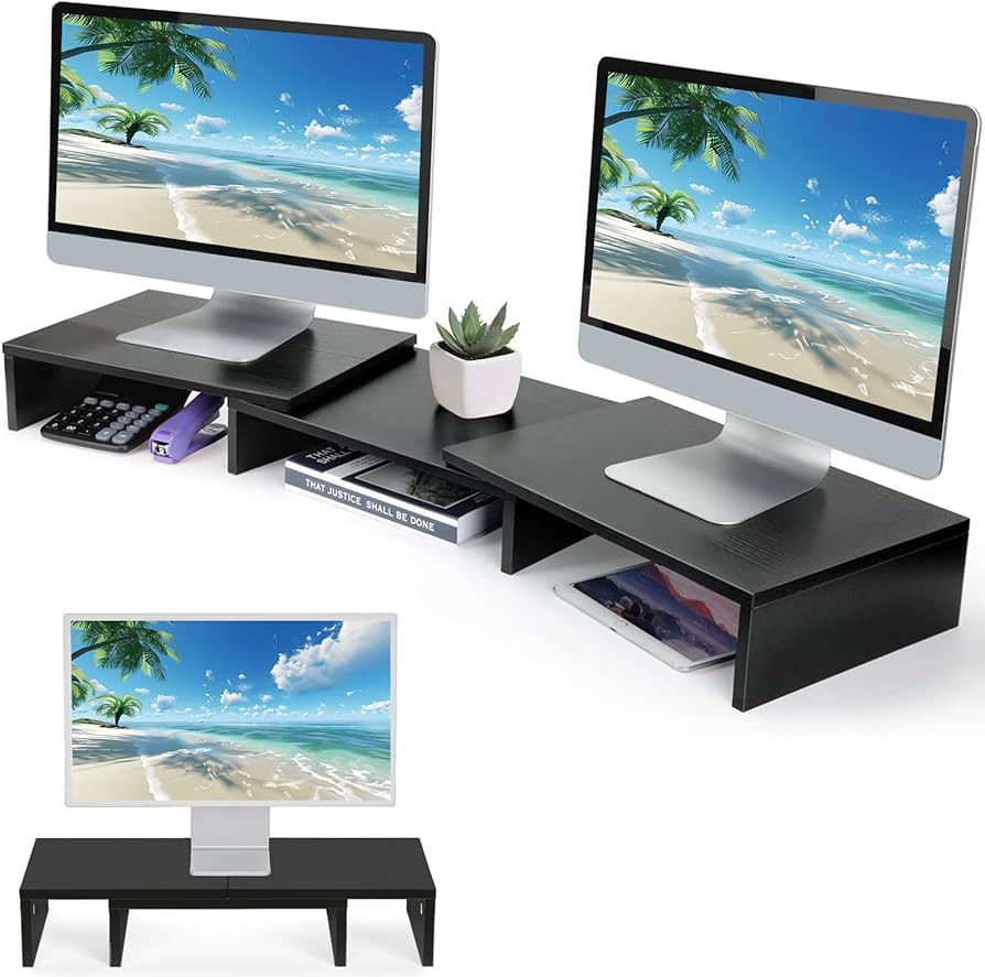 Amazon.co.jp: デュアルモニタースタンド 木製 DEWEL 幅90cm モニター