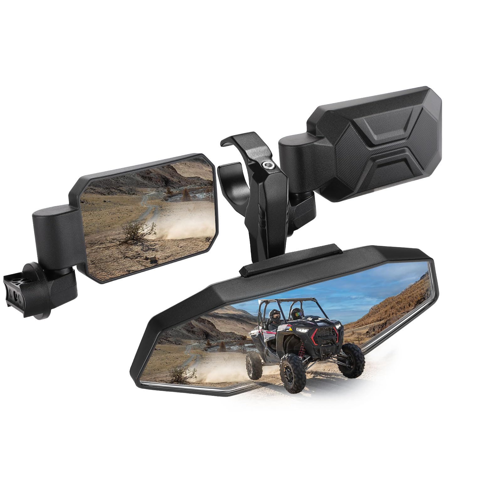 Photo 1 of KEMIMOTO UTV Side Mirrors And Center Mirrors Adjustable for 1.6"-2" Roll Bar Cage, Breakaway Rear View Mirror Compatible with Polaris RZR Can Am X3 Rhino YXZ Kawasaki KRX MULE Talon Pioneer