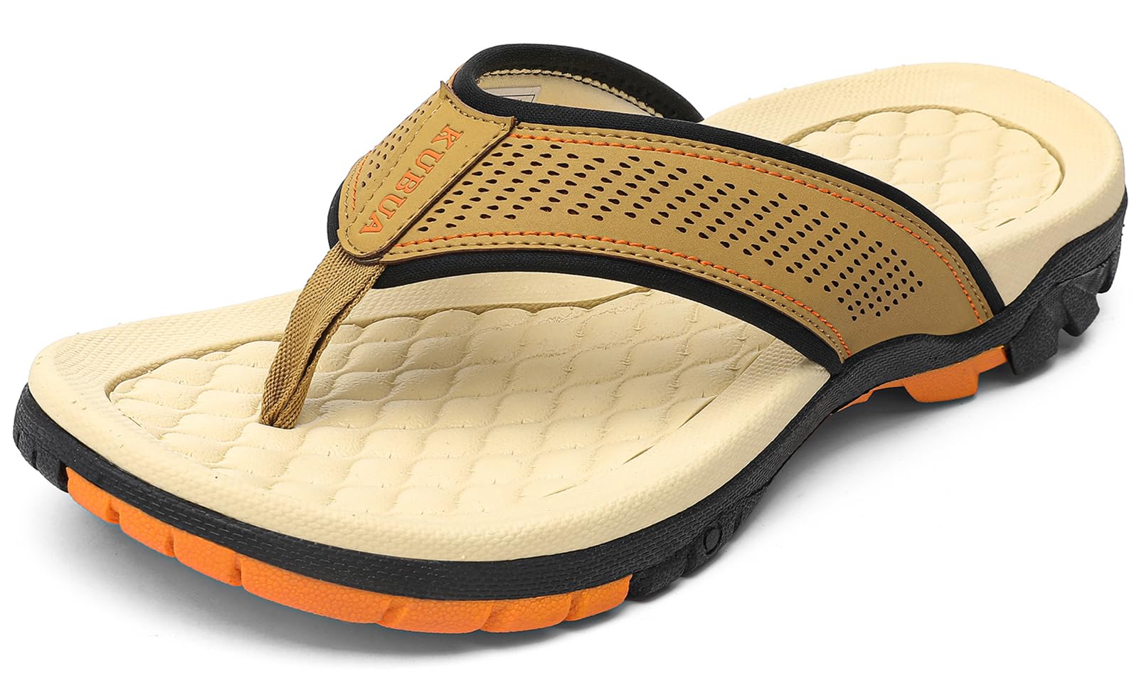 KUBUA Men's Beach Flip-Flops Water Sandals Outdoor Athletic Thong Sandal Slippers