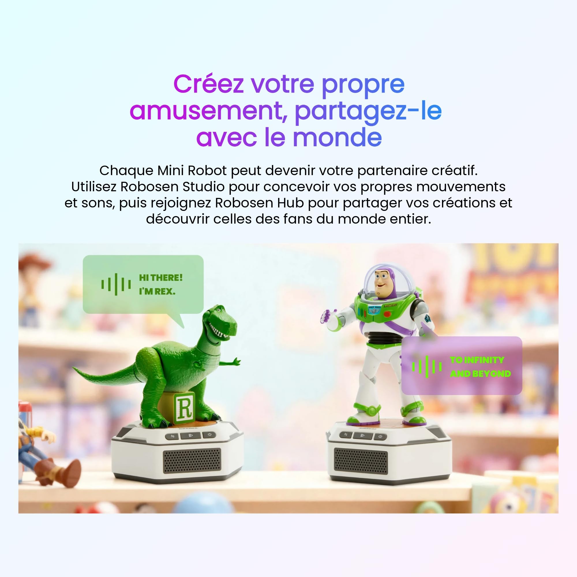 Robosen Coffret Mini Robots Toy Story – Figurines Intelligentes Interactives avec Voix et Mouvements | Woody, Buzz, Jessie, Rex, Alien et Lotso | Disney Pixar 30e Anniversaire