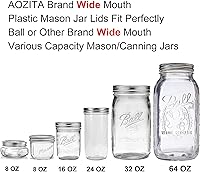 Vista 2 de AOZITA [Paquete de 10] Tapas de Boca Ancha para Tarros Mason de Ball, Kerr y Más - Tapas de Almacenamiento de Plástico Blanco para Tarros Mason
