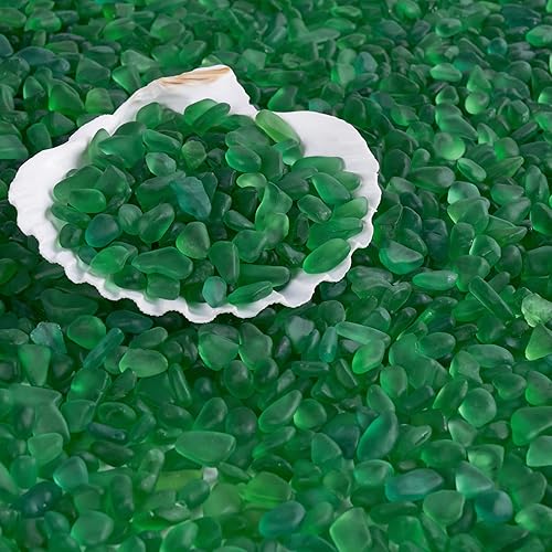 Miniatura 5 de QEQEKAKA Piedras de vidrio marino para manualidades de aproximadamente 1 libra (14.29 oz14.28 onzas), piedras preciosas de vidrio verde a granel