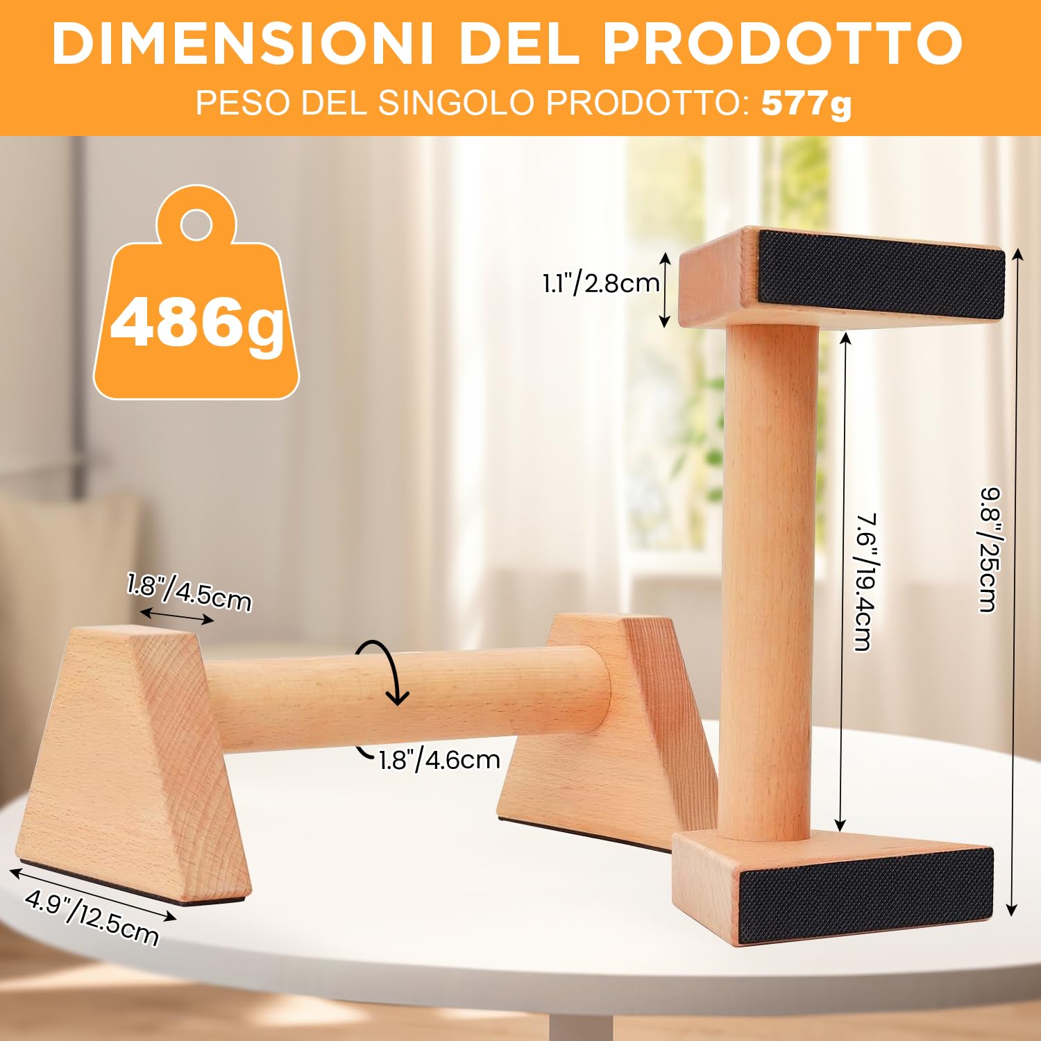 Parallele Calisthenics, Parallele Basse, Maniglie per Flessioni in Legno, Parallele in Legno, Push Up Bar Fitness, Parallele Calisthenics, per interni ed esterni, Antiscivolo e Portatili