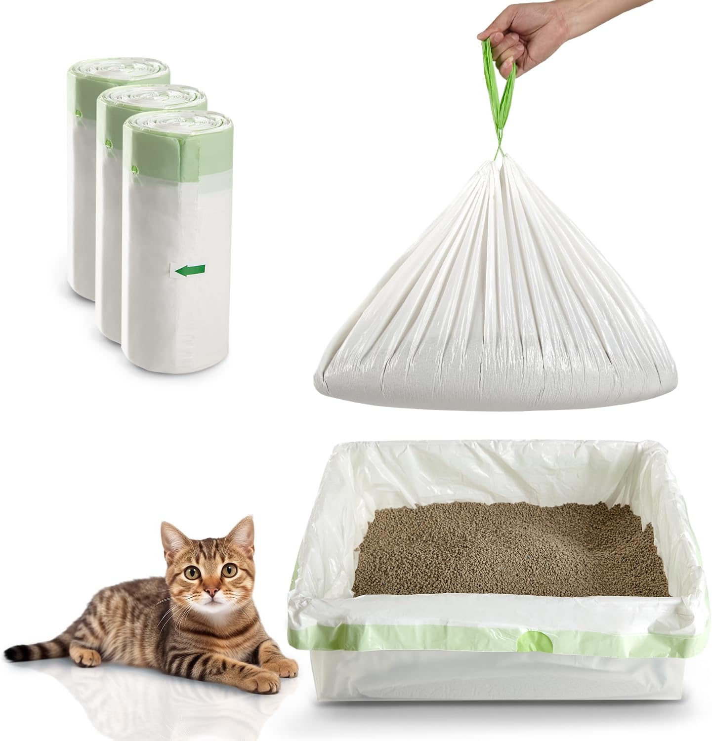 Automatic Litter Box Litter Bags Giaceaw 40 Count Extra Large Cat