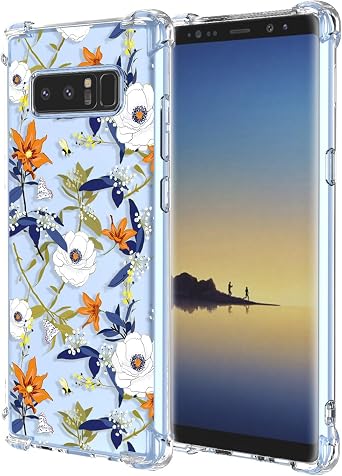 Case for Galaxy Note 8 Samsung Note 8 Clear Flower Phone Case Soft TPU Shockproof Bumper Anti-Scratch Protective Phone Cover for Samsung Galaxy Note 8,Colorful Flowers