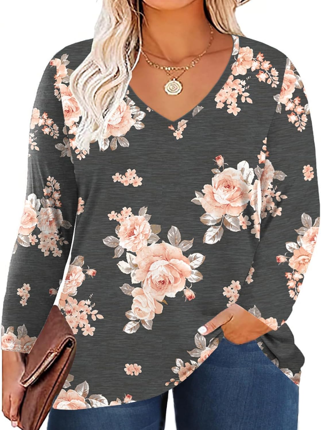 Women’s Plus Size Tops Long Sleeve Tee Shirt V Neck Basic Ladies Loose Fit T Shirt Women’s Plus Size Tops Long Sleeve Tee Shirt V Neck Basic Ladies Loose Fit T Shirt