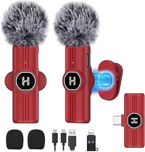 Miniatura 17 de Mini micrófono inalámbrico Lavalier para iPhone iPad Android con conector Lightning/USB-C, micrófono de solapa con reducción de ruido de tiempo de