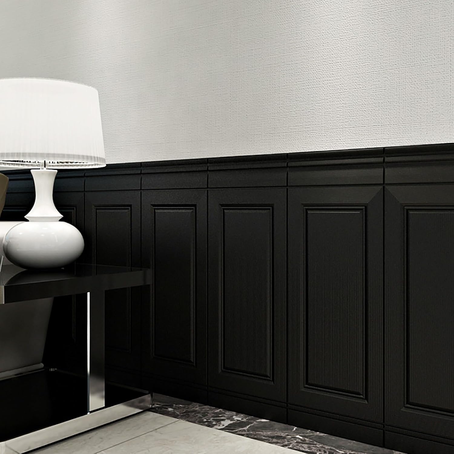 YXXSDP PVC Wall Panels Peel and Stick Exterior, Self Adhesive Ceiling Tiles, Living Room Decorative Ceiling Panels PVC Foam, Modern Style, Black(70x70cm/27.6x27.6in)