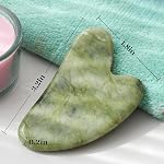 BAIMEI Gua Sha Outil Facial pour Self Care, outil masseur pour le visage et le corps, masseurs dos manuels,Fabriqué en Xiuyan Jade, soulager les tensions et réduire les puffines-vert
