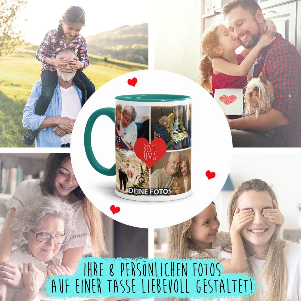 Fototasse 'Allerbeste Oma' – Selbst Gestalten Mit 3 Fotos, 300 Ml, Spülmaschinenfest