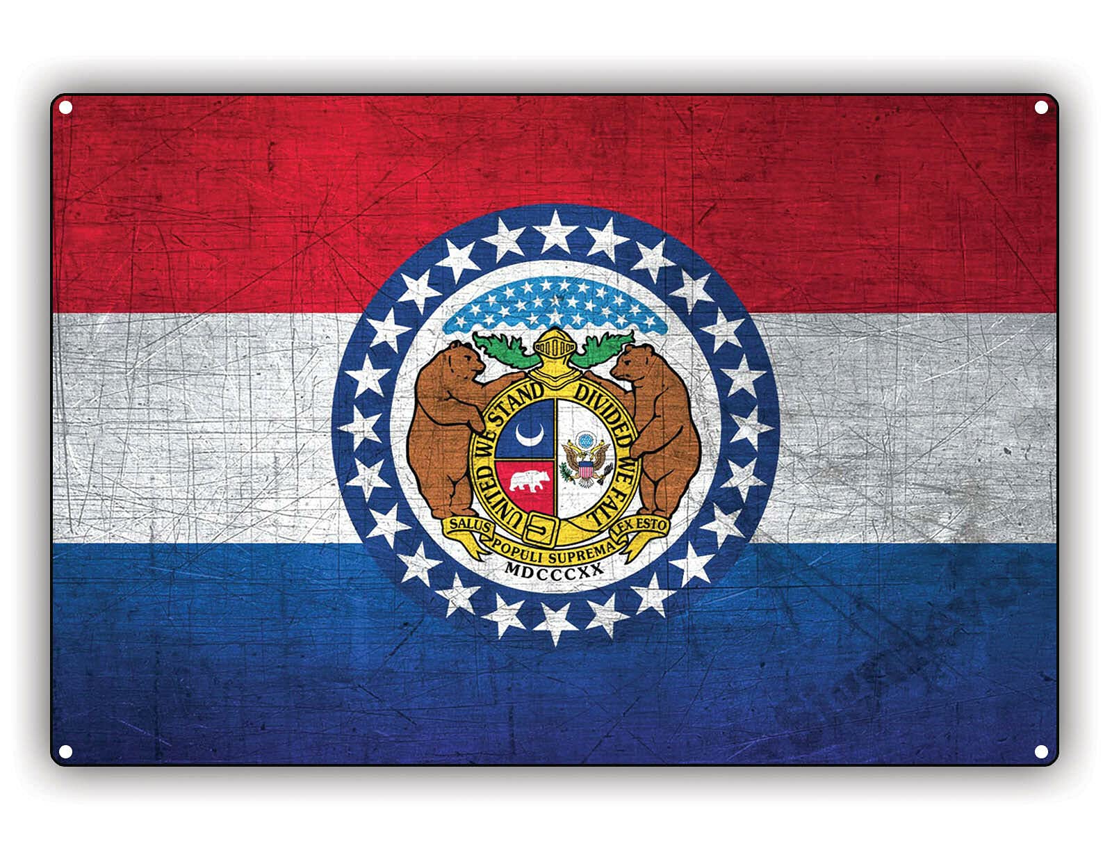 Kueprae A747 Missouri State Flag Usa Vintage Look Wall Art Decor Novelty Tin Metal Sign 8X12 Inch