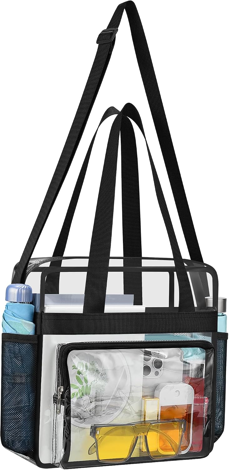 XCU Clear Bag for Stadium Events Approved 12x6x12, Clear Tote Bag Stadium Bag Lunch Bags for Work Sports Concert Gym