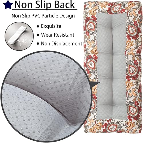 Miniatura 4 de Magpie Fabrics Cojín de banco de patio de 42 x 18 pulgadas, antideslizante, resistente al agua, almohadillas de asiento largas para columpio, sofá,
