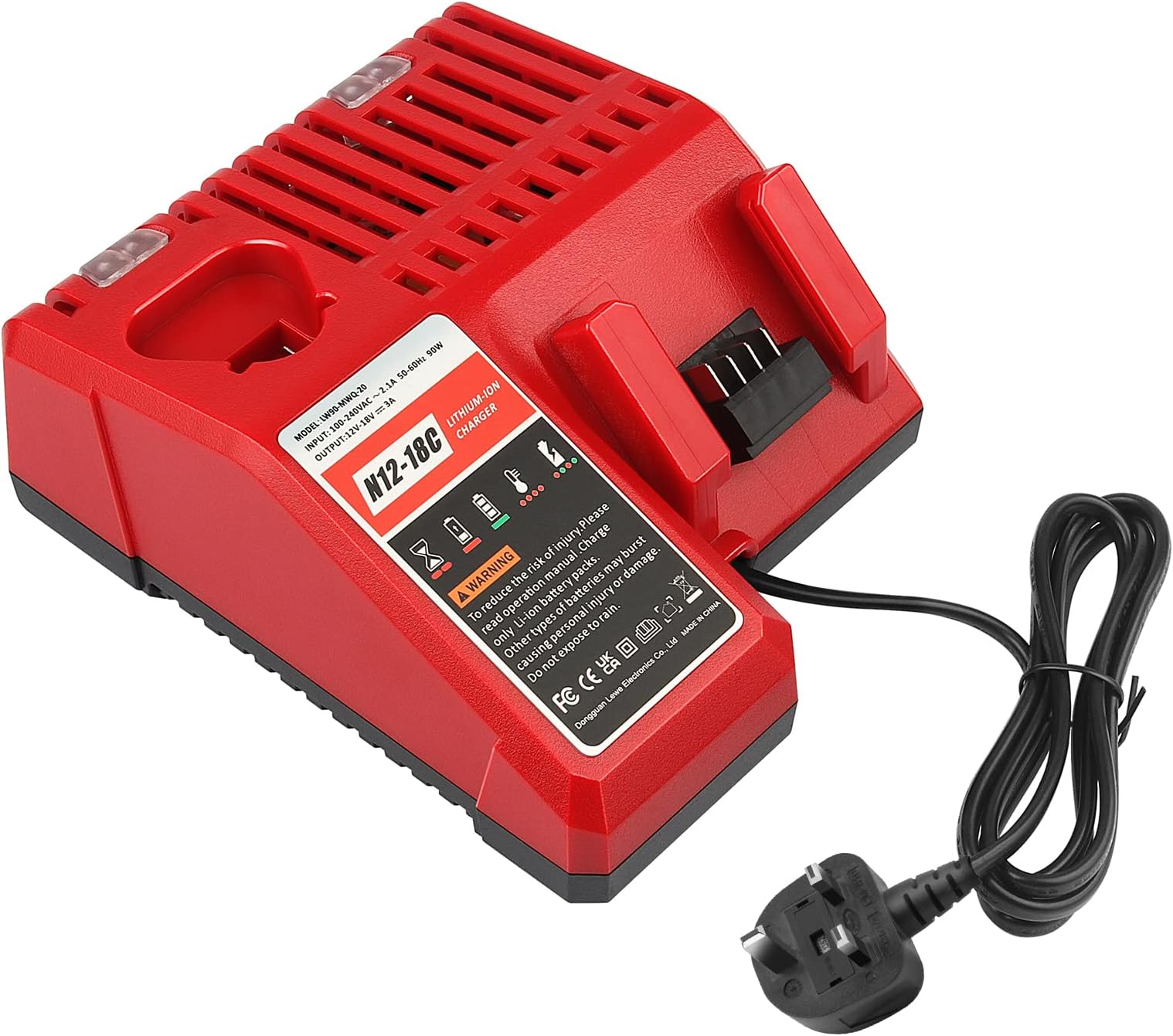 LabTEC M12&M18FC Dual Battery Charger for Milwaukee,12V-18V 90W Charger Replacement for Milwaukee XC 48-59-1812 48-11-1820 48-11-2402 48-11-1840 48-11-1850 48-11-1852 48-11-2401 Li-ion Tool Battery